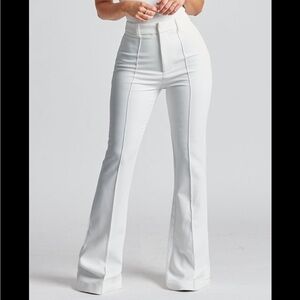 Elegant White Wide Leg Trousers